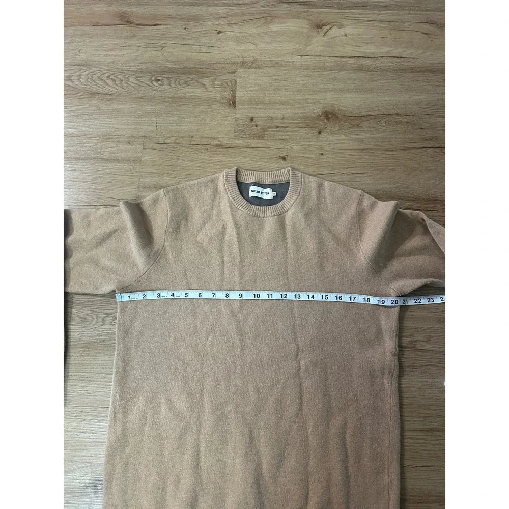 Taylor Stitch Sweater Mens 40 Medium Tan Wool Blend Crewneck Knit Pullover